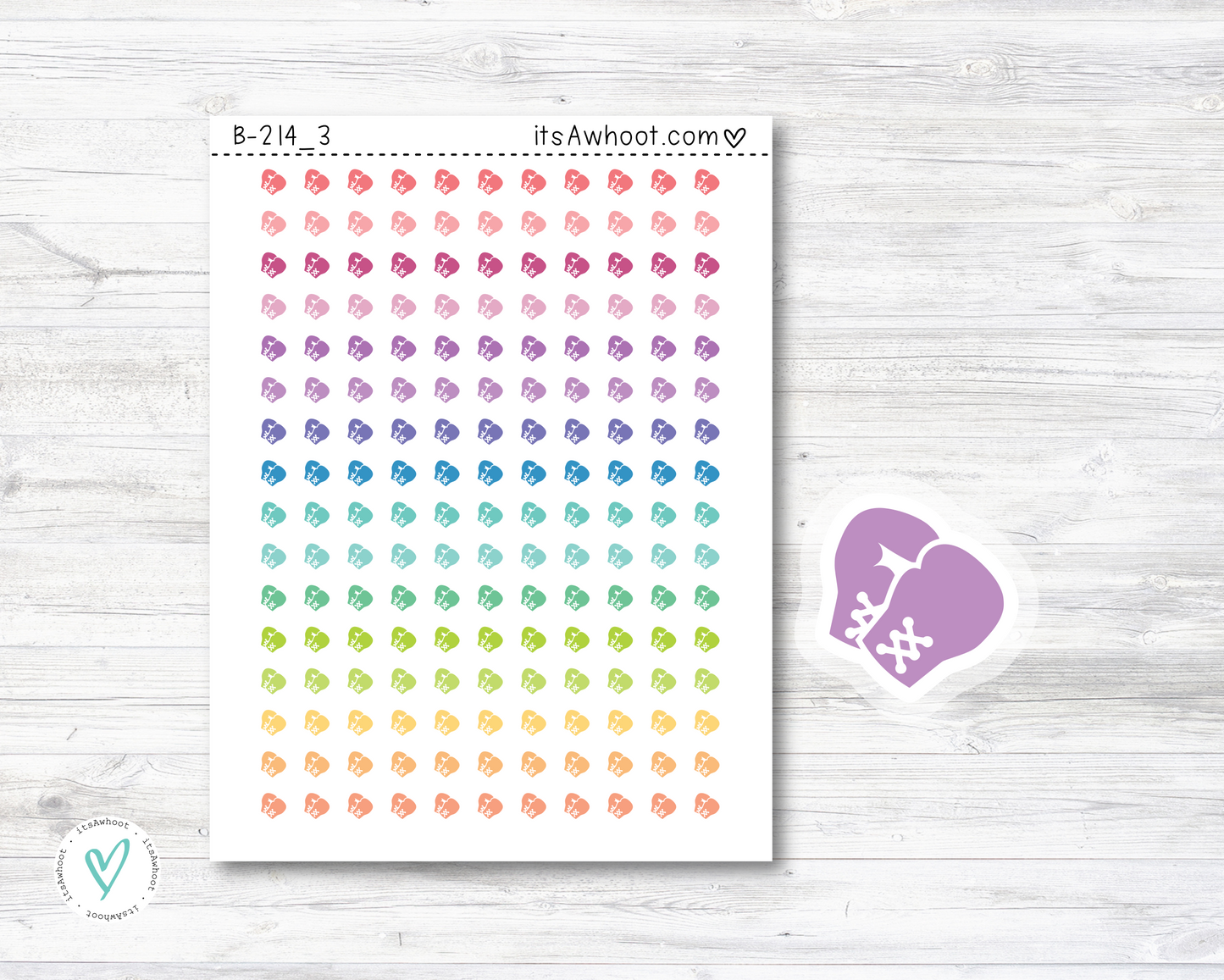 Boxing Planner Stickers - Boxing Glove Icon - Mini .25" Tall - SMALL DECO SHEET (B214_3)