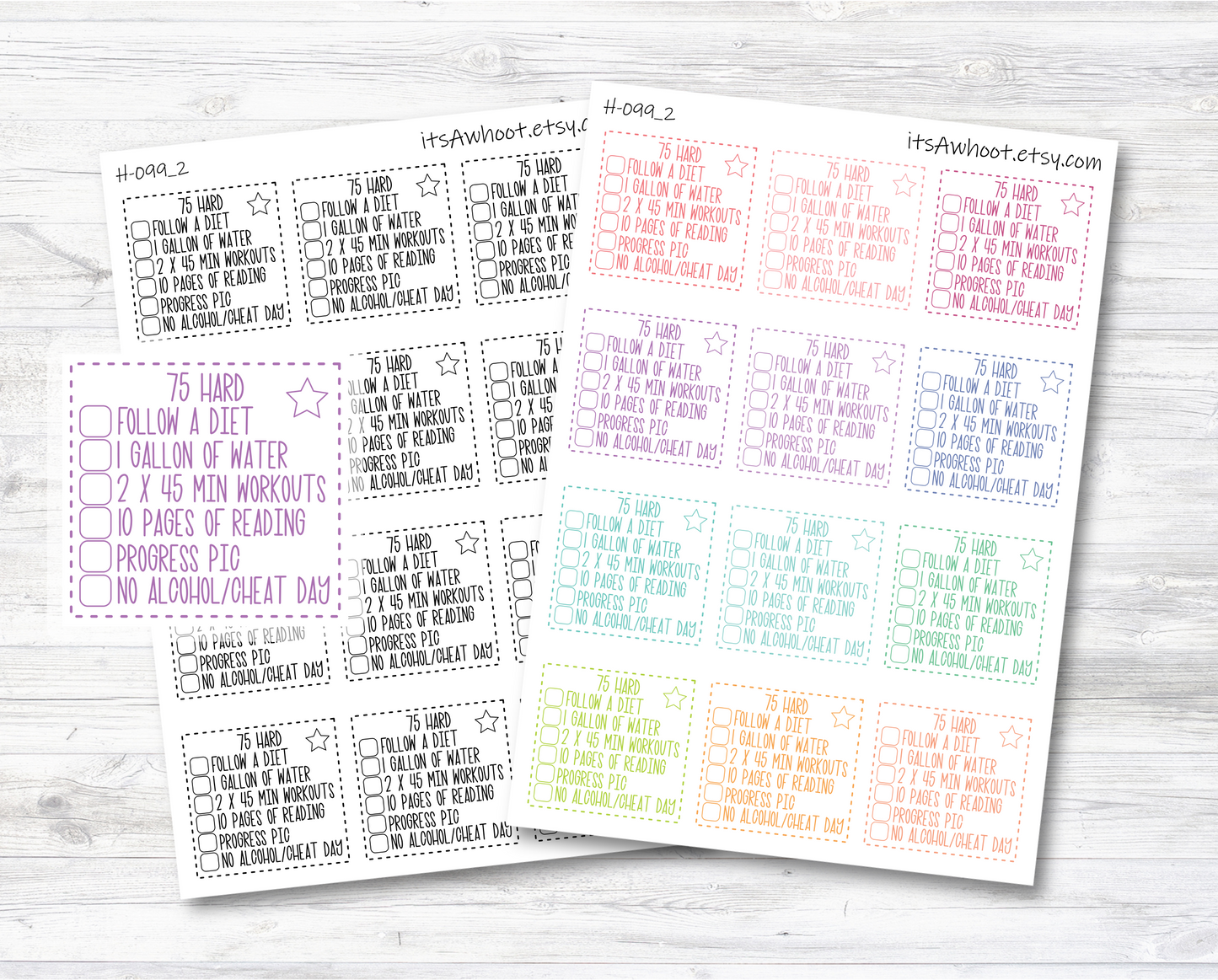 Wellness Challenge Stickers, Daily Wellness Challenge Planner Stickers (H099_2)