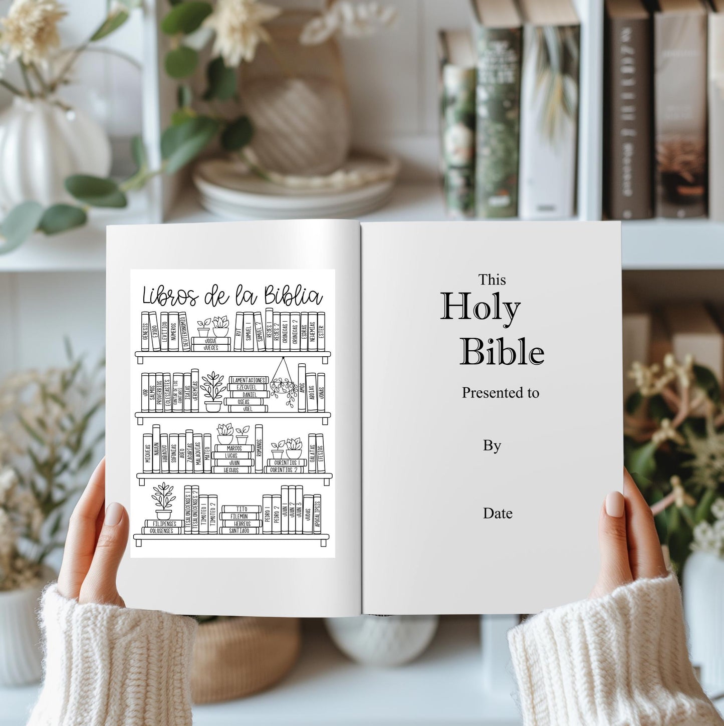Libros de la Biblia, Books of the Bible BOOK SHELF tracker Dashboard Sticker - Spanish Version (F007_3)