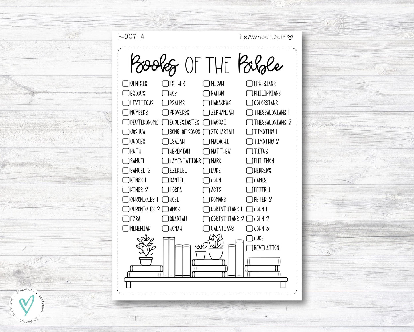 Books of the Bible Checklist Sticker, Books of the Bible Tracker (F007_4)