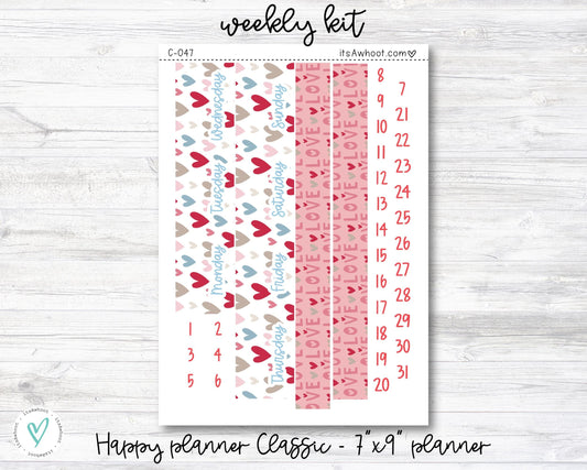 WEEKLY Kit Planner Stickers - "Valentine's Day" - Happy Planner CLASSIC / 7"x9" - Vertical (C047)