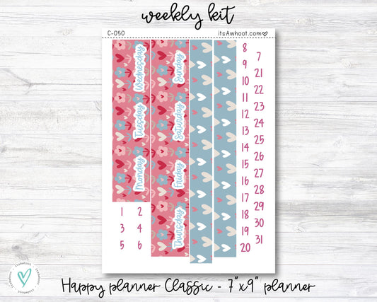 WEEKLY Kit Planner Stickers - "Valentine's Day" - Happy Planner CLASSIC / 7"x9" - Vertical (C050)