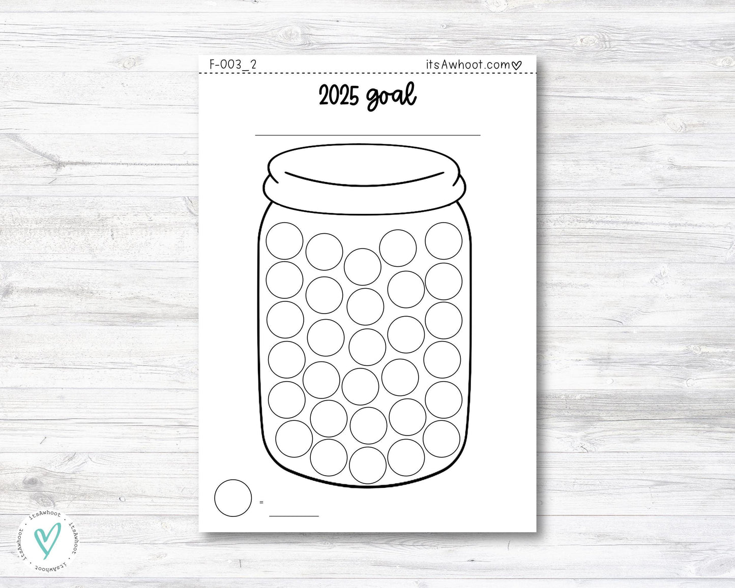 2025 Goals Mason Jar Dashboard Sticker, Mason Jar Motivation Sticker, Goals Sticker, Year Goal Tracker (F003_2)