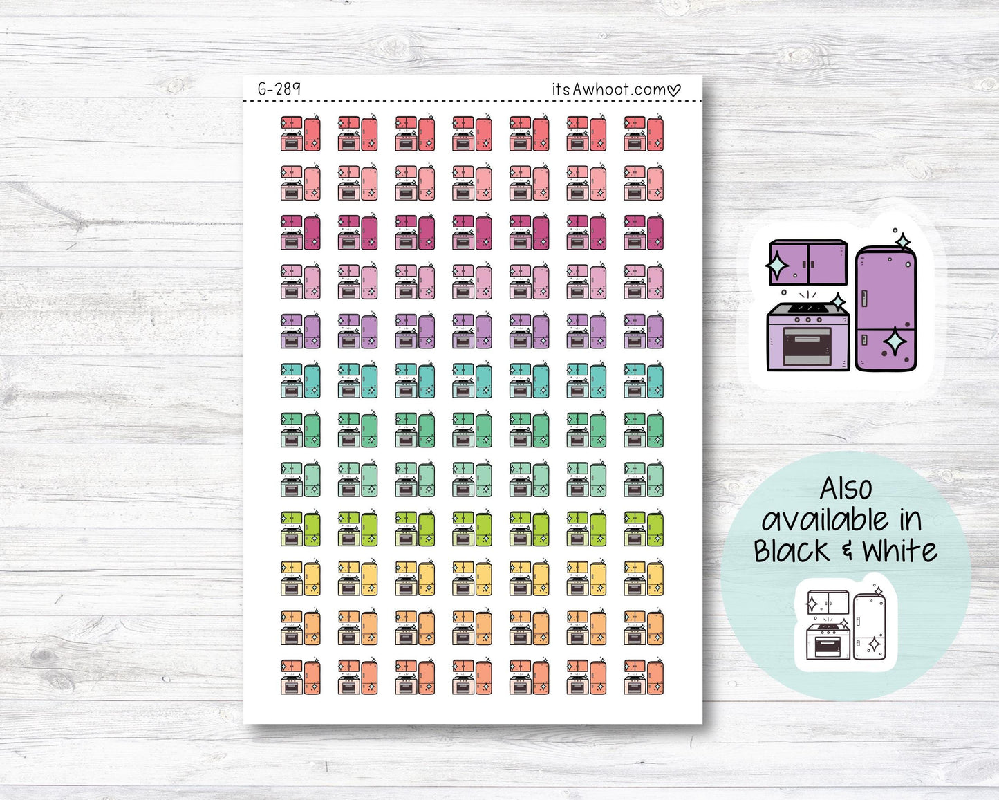 Kitchen icon Stickers, Clean Kitchen Planner Stickers, Kitchen Doodle Stickers (G289)