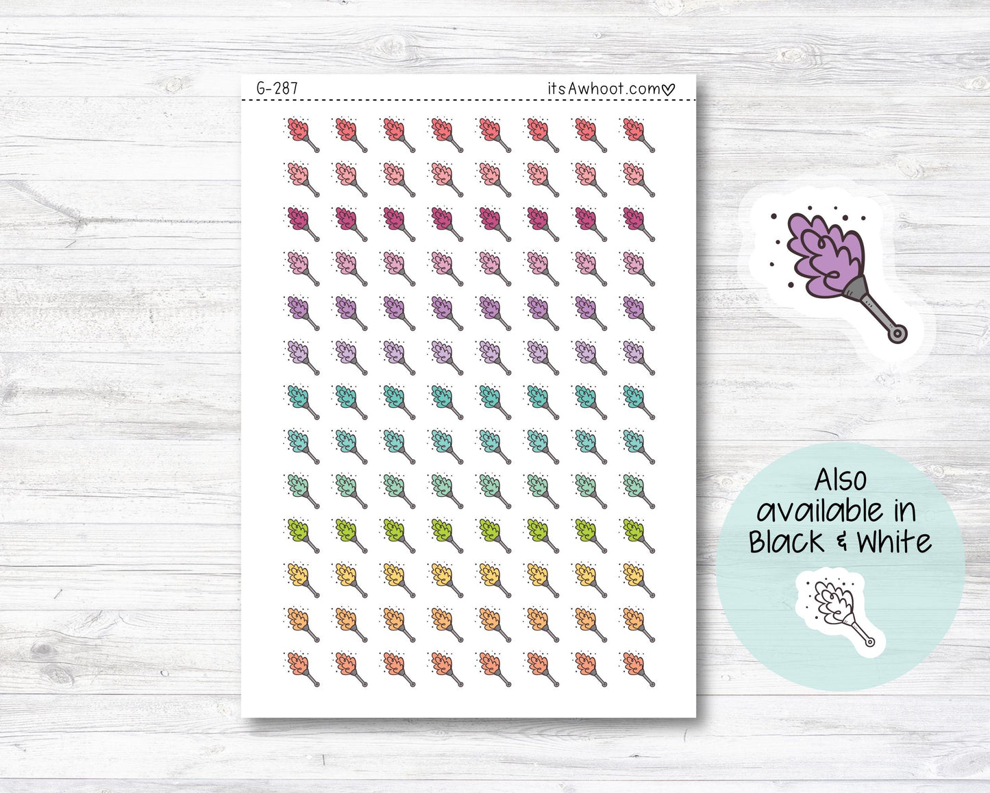 Duster icon Stickers, Dusting Planner Stickers, Cleaning Sticker, Duster Doodle Stickers (G287)