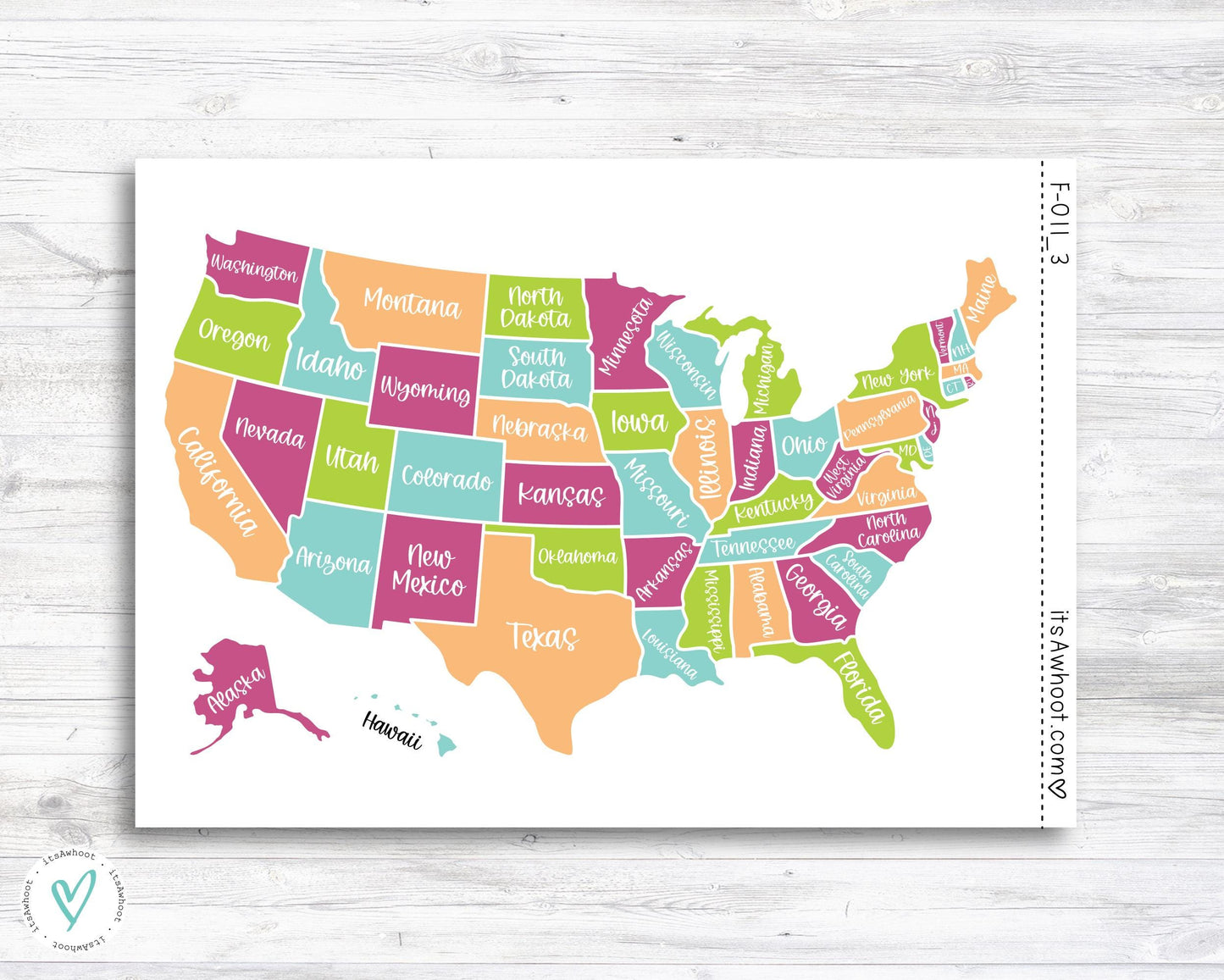 Places I've... USA United States Tracker Map Sticker - Dashboard Sticker (F011)