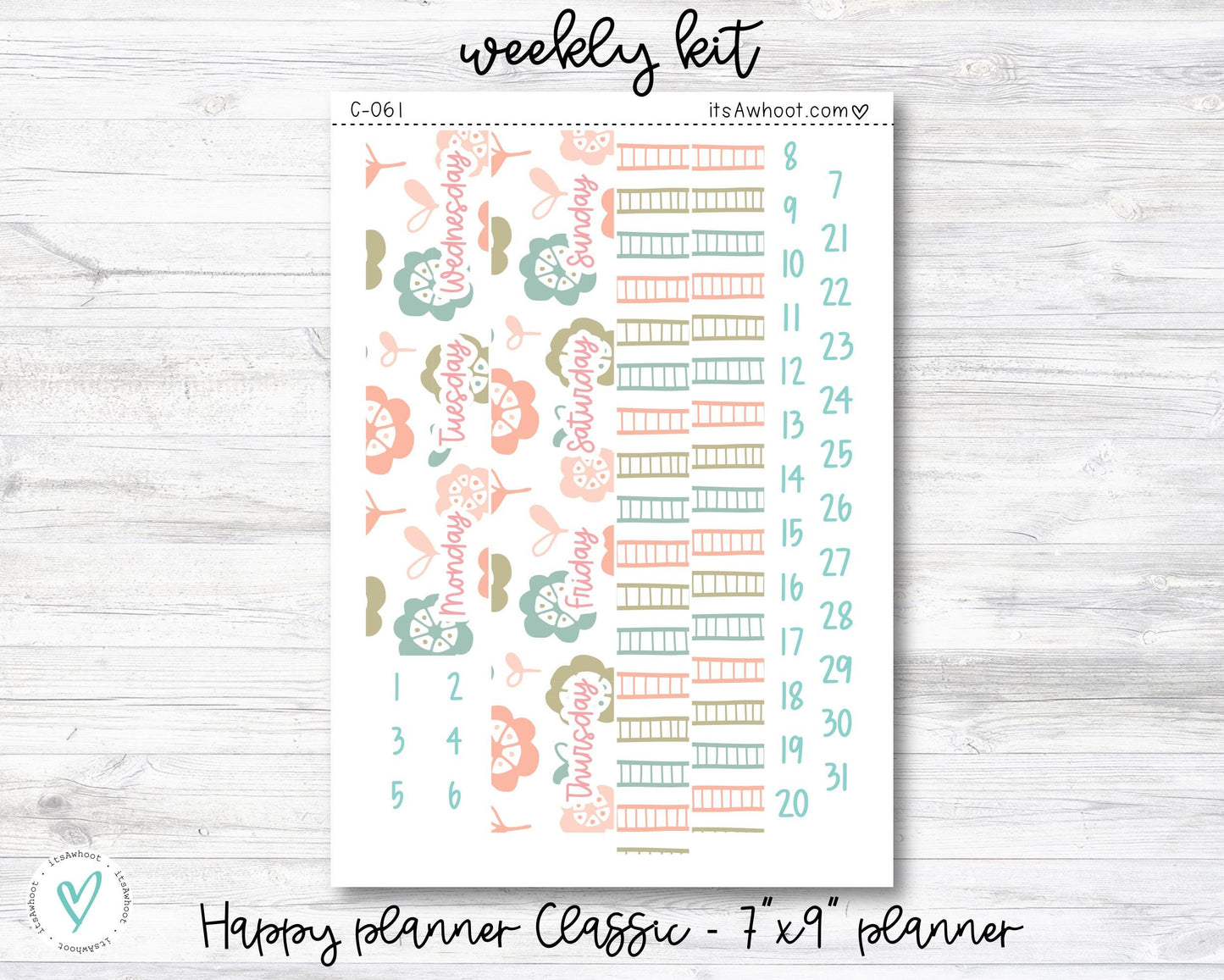 WEEKLY Kit Planner Stickers - "Love, Mom" - Happy Planner CLASSIC / 7"x9" - Vertical (C061)