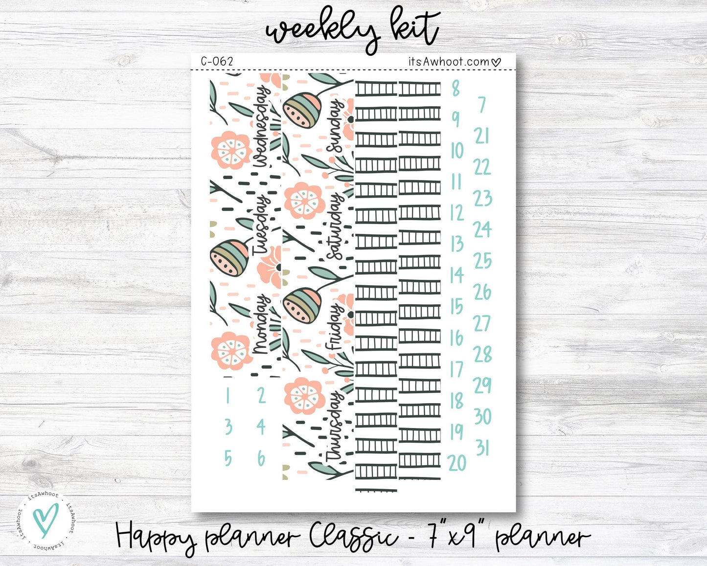 WEEKLY Kit Planner Stickers - "Love, Mom" - Happy Planner CLASSIC / 7"x9" - Vertical (C062)