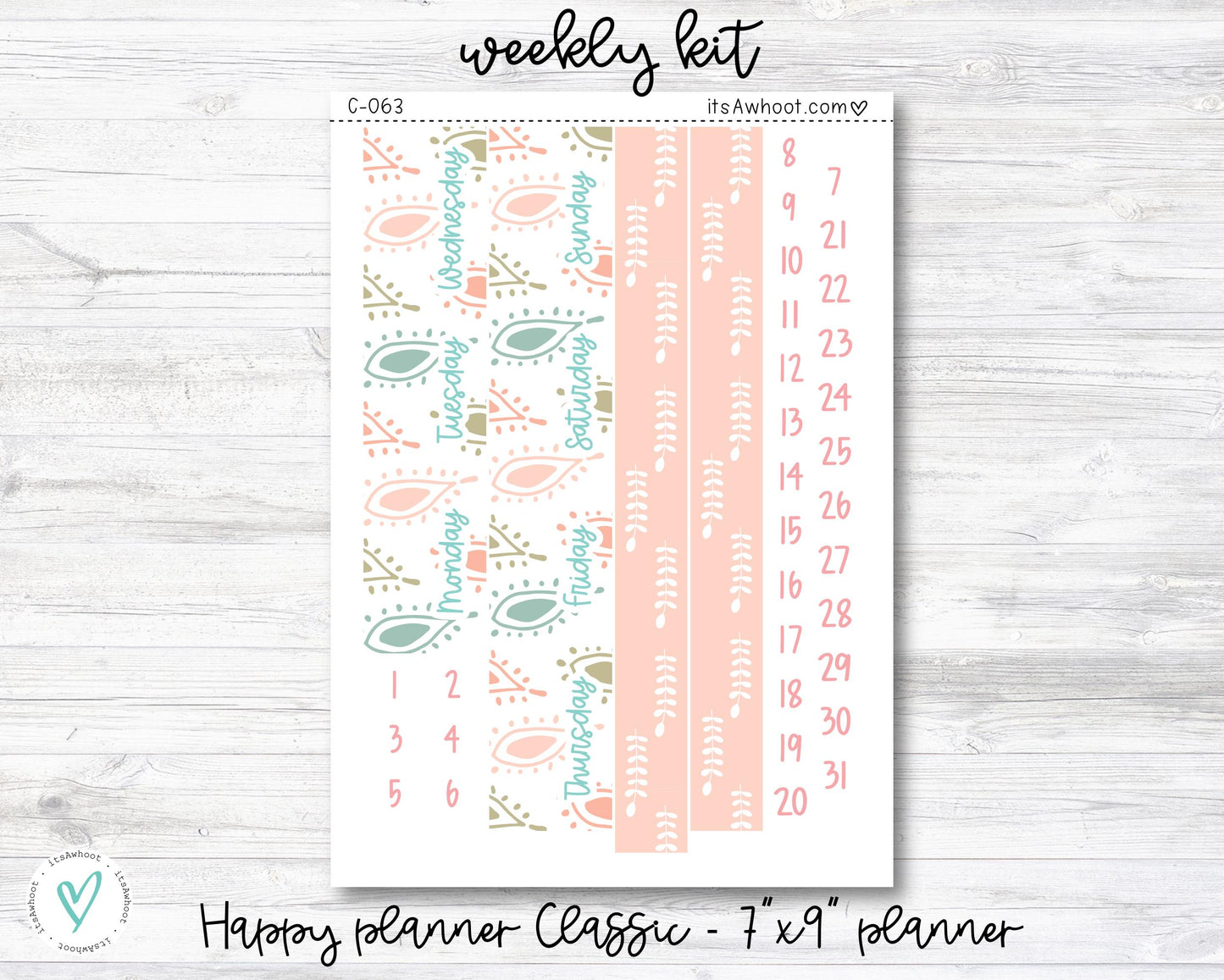 WEEKLY Kit Planner Stickers - "Love, Mom" - Happy Planner CLASSIC / 7"x9" - Vertical (C063)