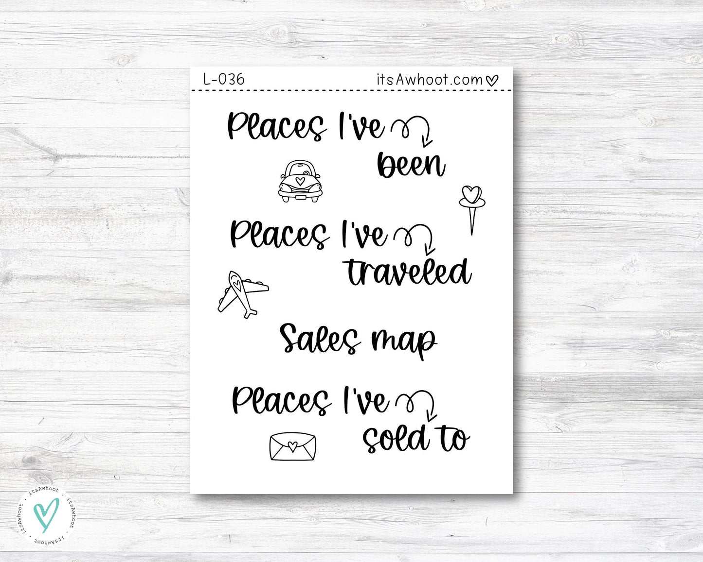 Places I've... USA United States Tracker Map Sticker - Dashboard Sticker (F011)