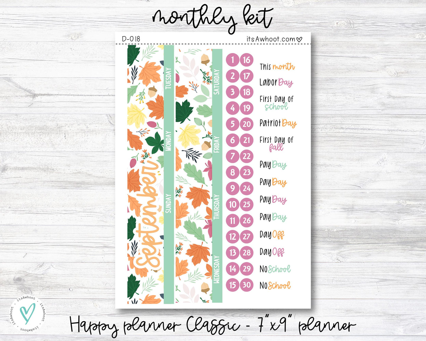 MONTHLY Kit Planner Stickers - OCTOBER "Boo" - Happy Planner CLASSIC (D018)
