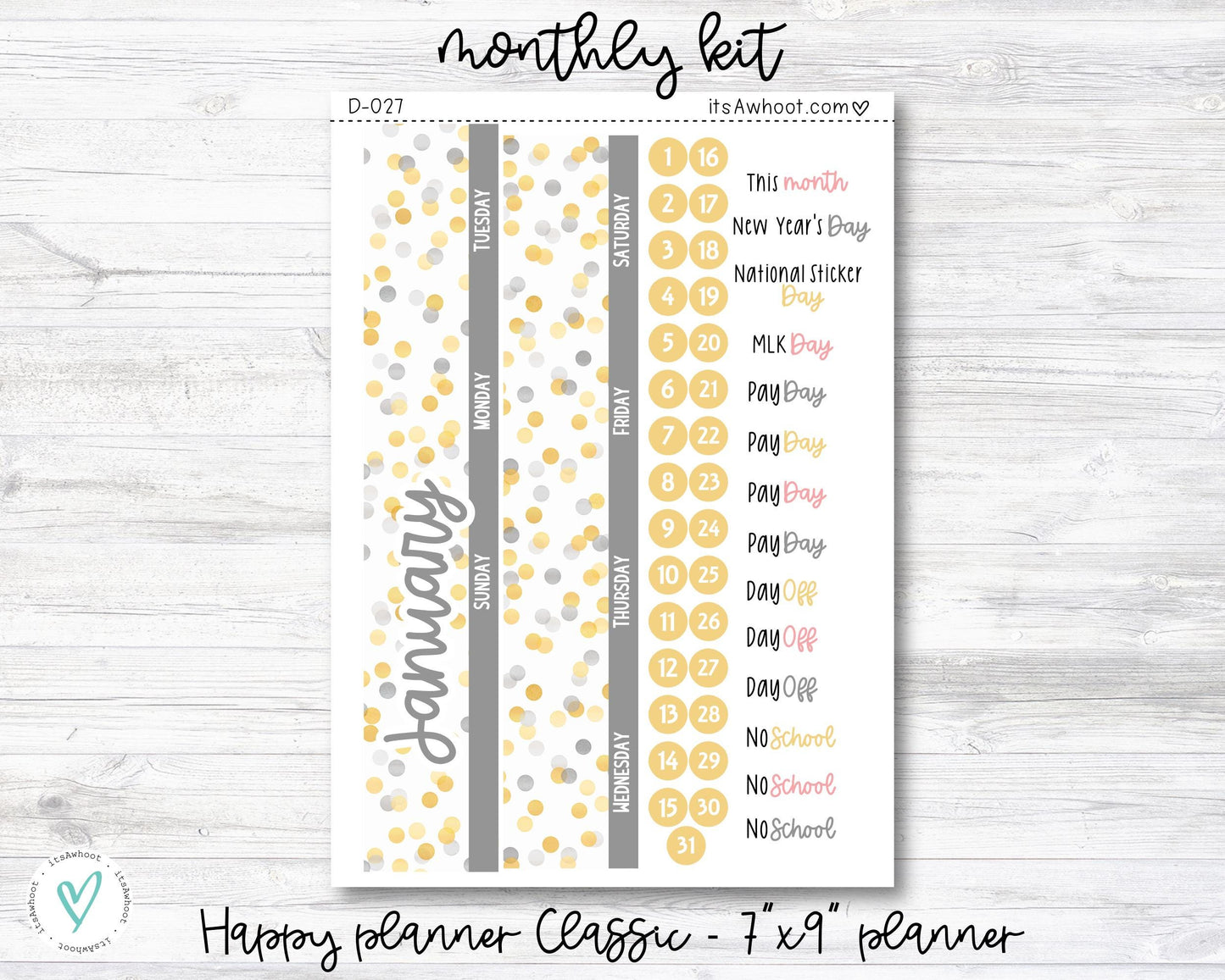 WEEKLY Kit Planner Stickers - O'March - Happy Planner CLASSIC - Vertical/7x9" Planner (C022)