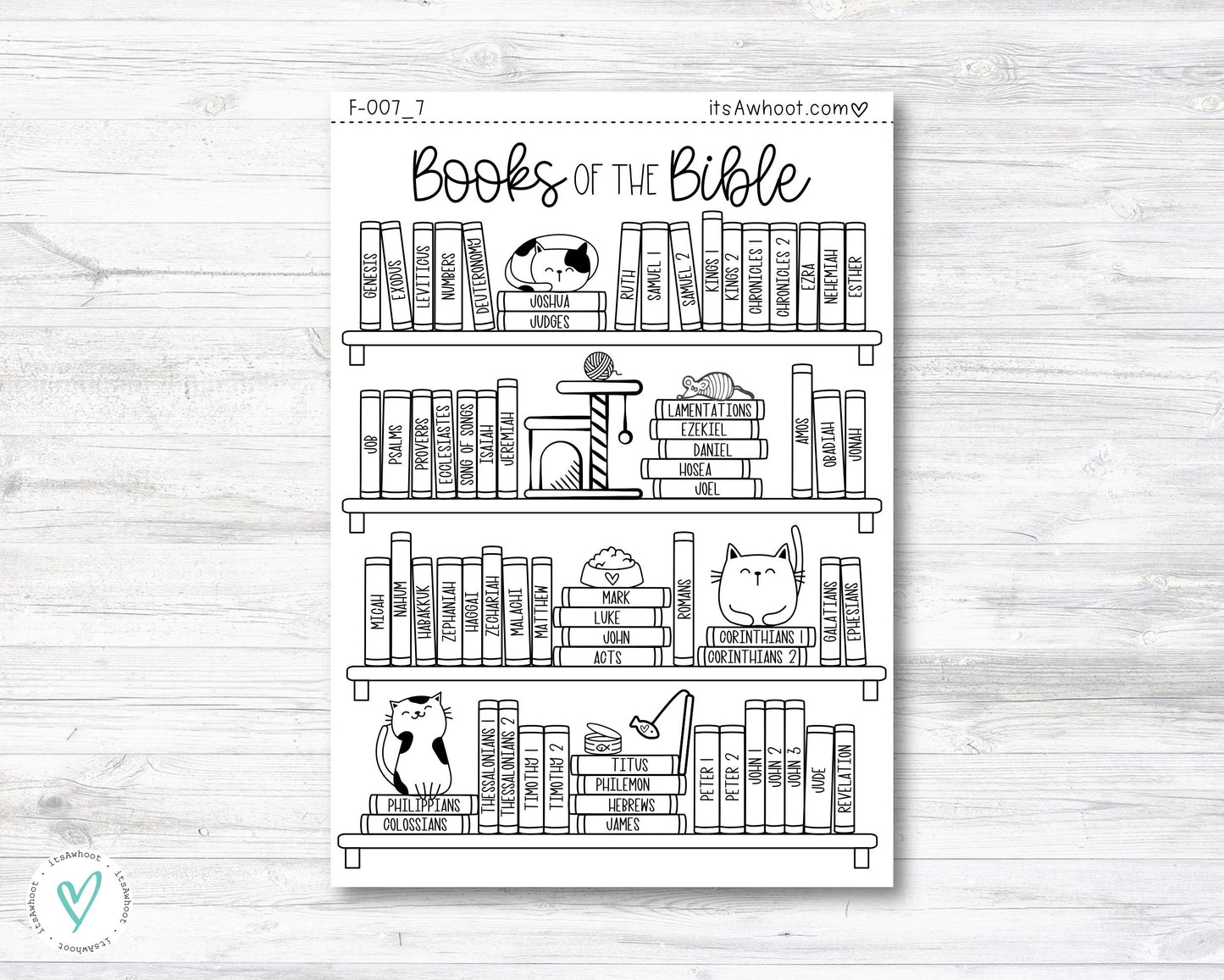 Books of the Bible Checklist Sticker, Books of the Bible Tracker - CAT (F007_7)