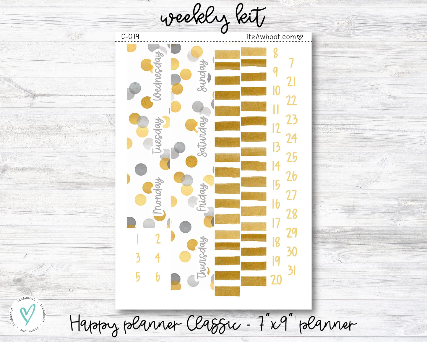 WEEKLY Kit Planner Stickers - "Happy New Year" - Happy Planner CLASSIC / 7"x9" - Vertical (C019)