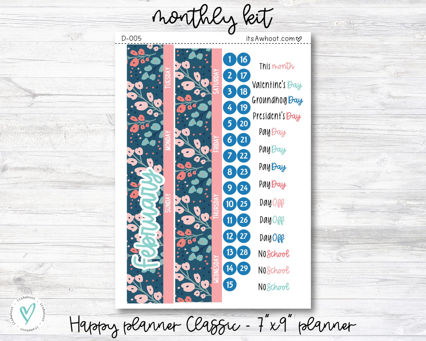 MONTHLY Kit Planner Stickers - FEBRUARY "I Found You" - Happy Planner CLASSIC (D005)