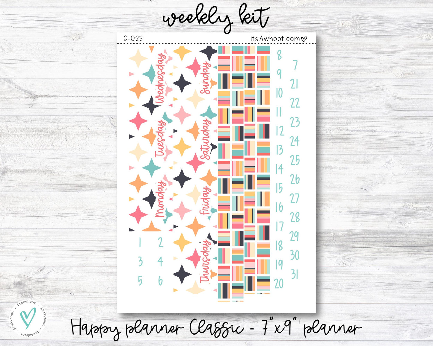WEEKLY Kit Planner Stickers - "Retro Vibes" - Happy Planner CLASSIC / 7"x9" - Vertical (C023)