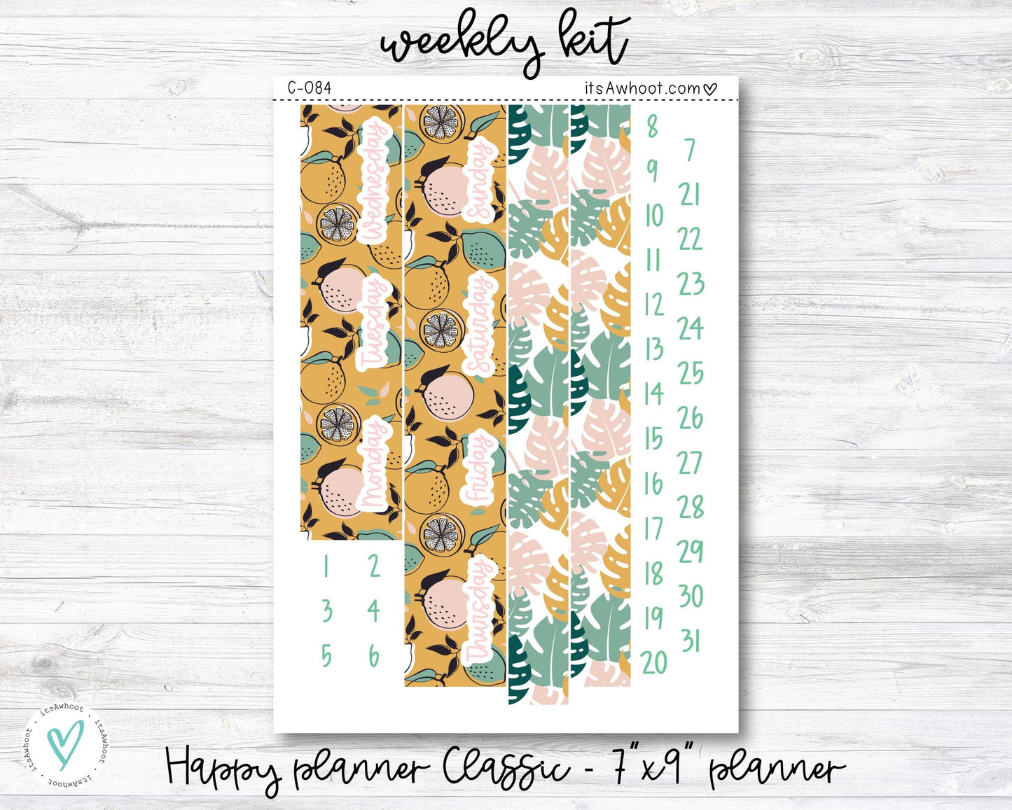 WEEKLY Kit Planner Stickers - "Tropical Fruit Summer" - Happy Planner CLASSIC / 7"x9" - Vertical (C084)
