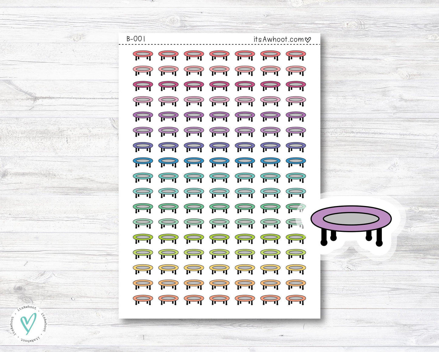 Trampoline Icon Planner Stickers, Trampoline Icon Stickers (B001)