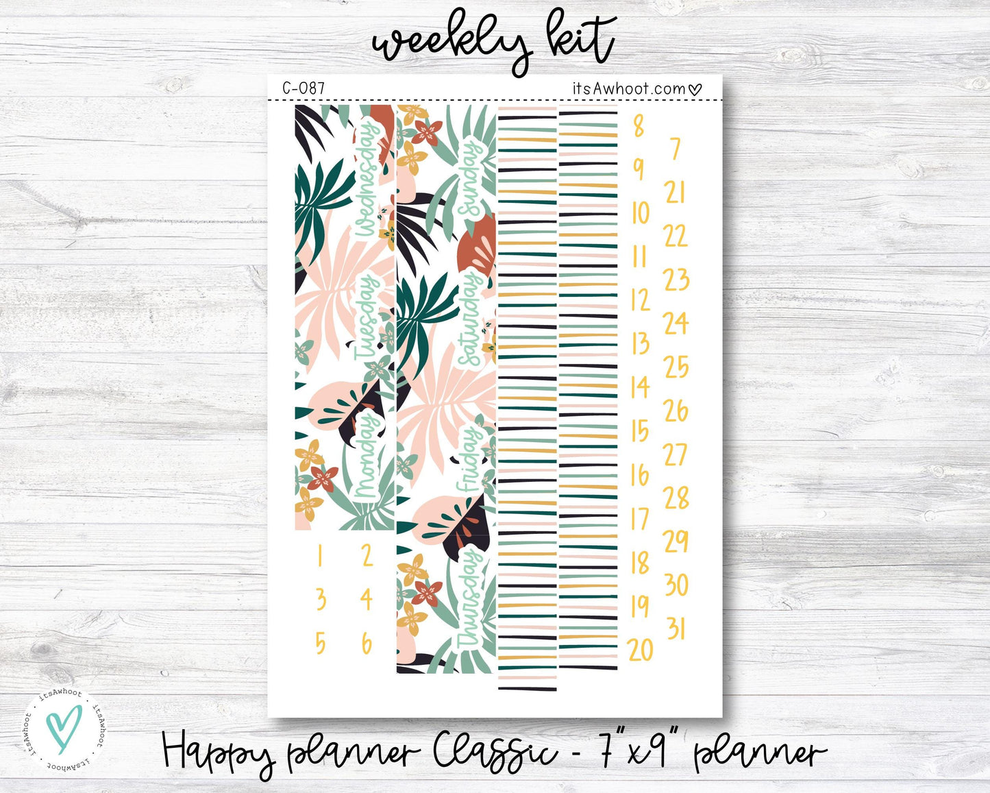 WEEKLY Kit Planner Stickers - "Tropical Fruit Summer" - Happy Planner CLASSIC / 7"x9" - Vertical (C087)