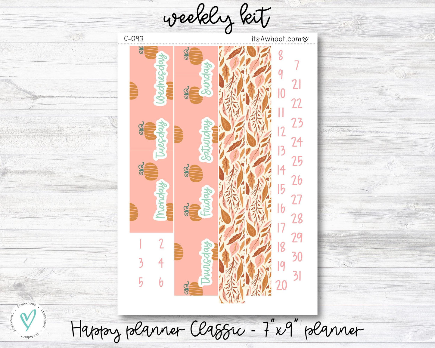 WEEKLY Kit Planner Stickers - "Boho Fall" - Happy Planner CLASSIC / 7"x9" - Vertical (C093)