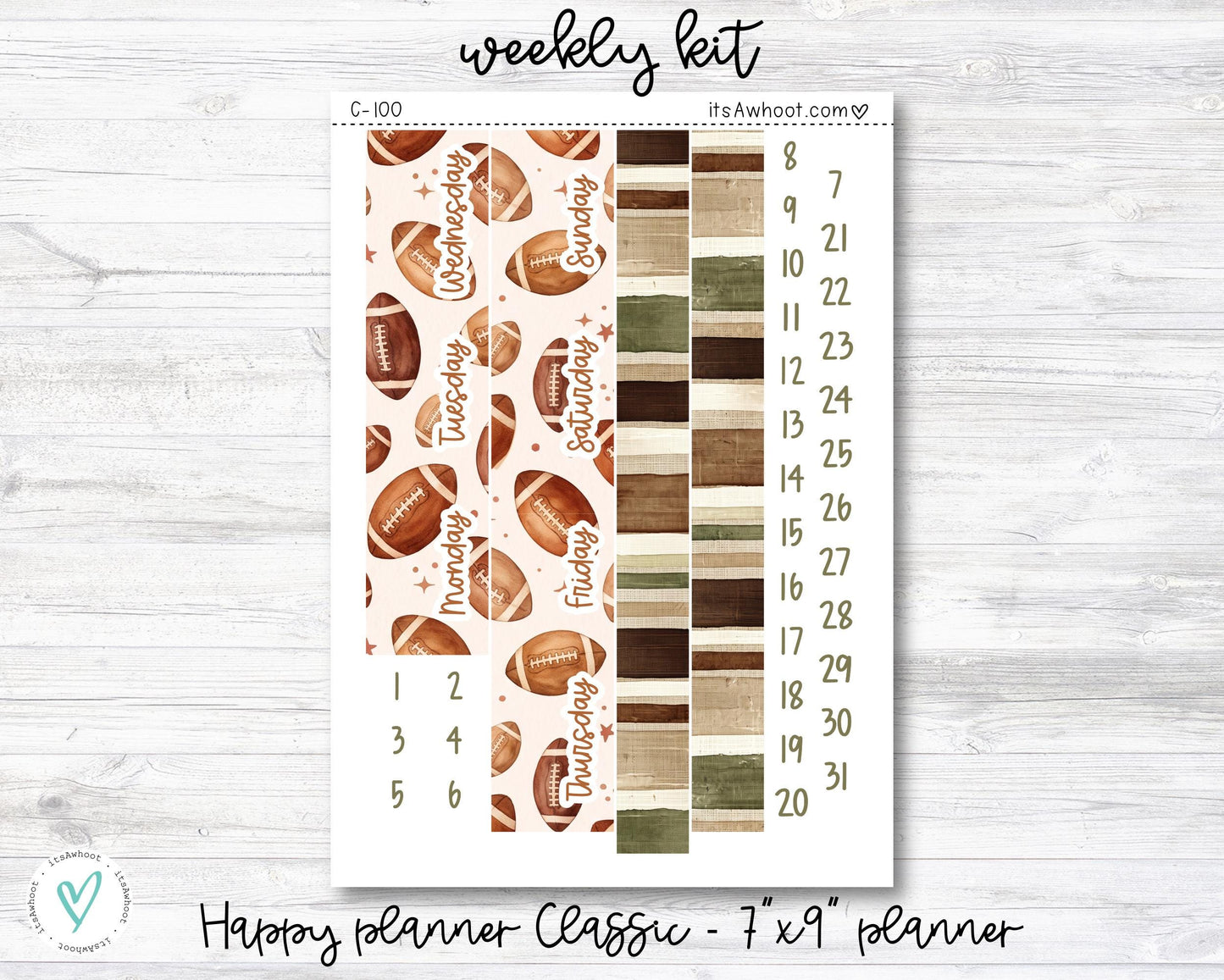 WEEKLY Kit Planner Stickers - "Game Day" - Happy Planner CLASSIC / 7"x9" - Vertical (C100)