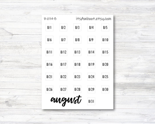 August Calendar Date Stickers (B074-8)