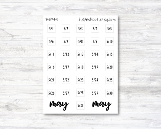 May Calendar Date Stickers (B074-5)