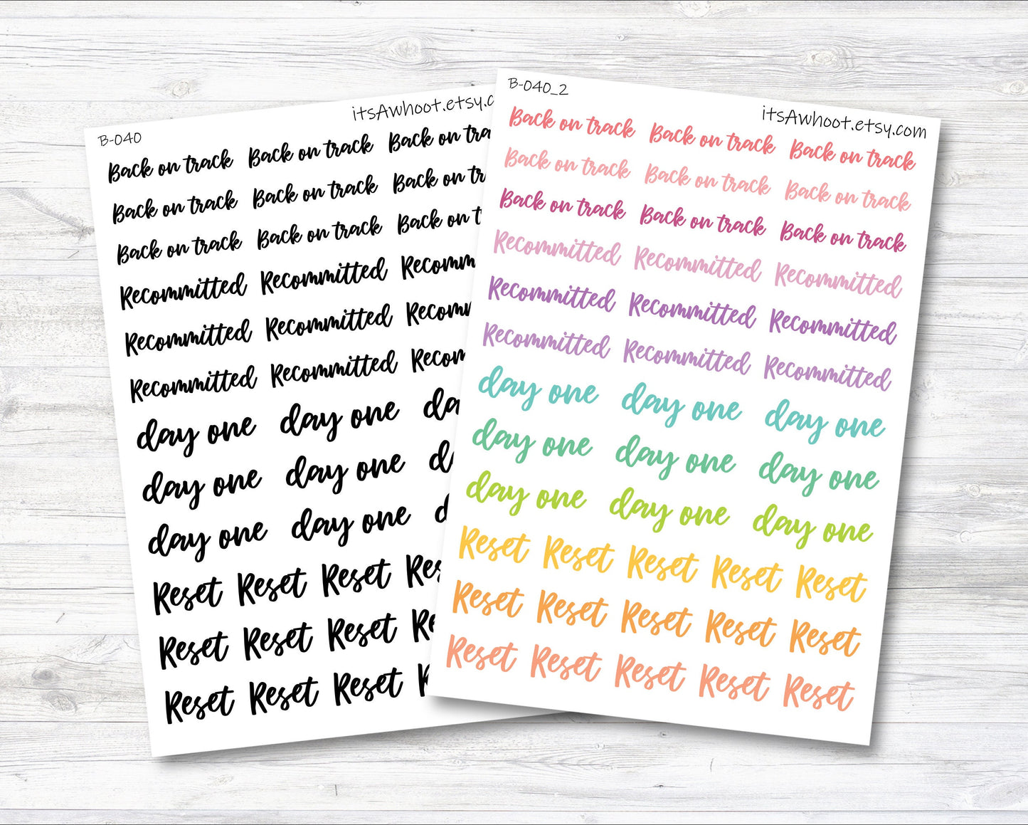 Back on Track/Accountability Script Stickers (B040)
