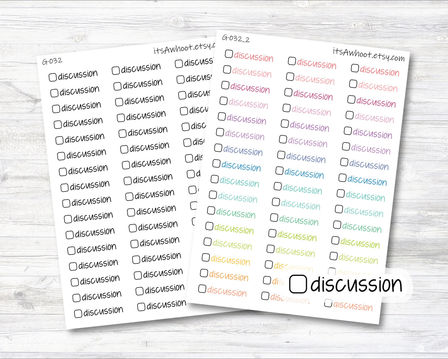 Discussion Script Stickers with Checkbox Planner Stickers (G032)