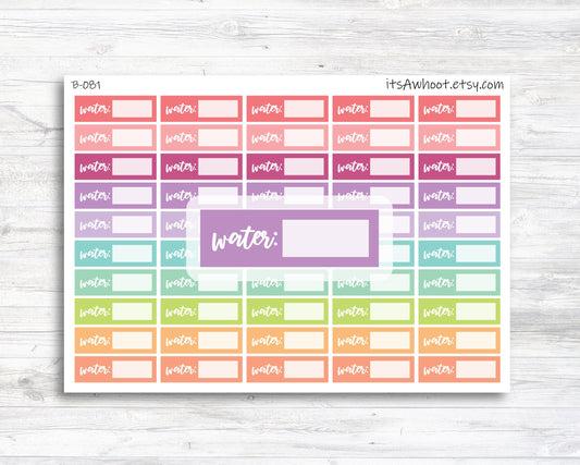 Water Tracking Stickers - Small Labels (B081)