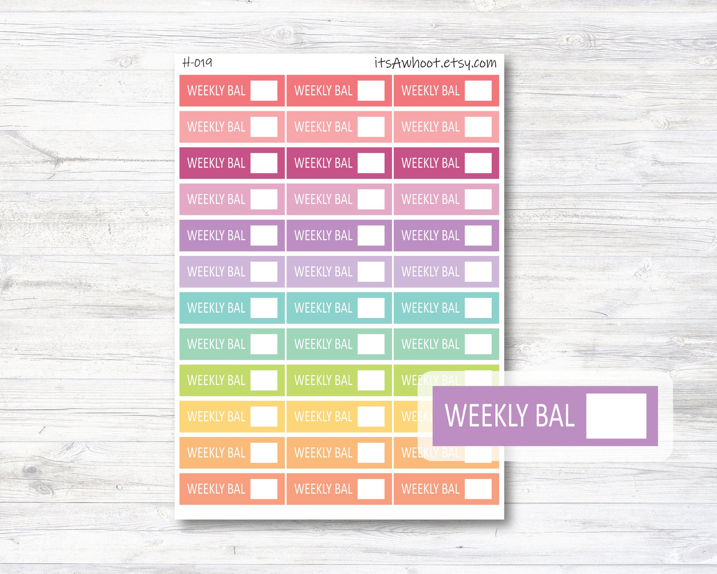 Weekly Points Balance/Left/Remaining Label Stickers (H019)