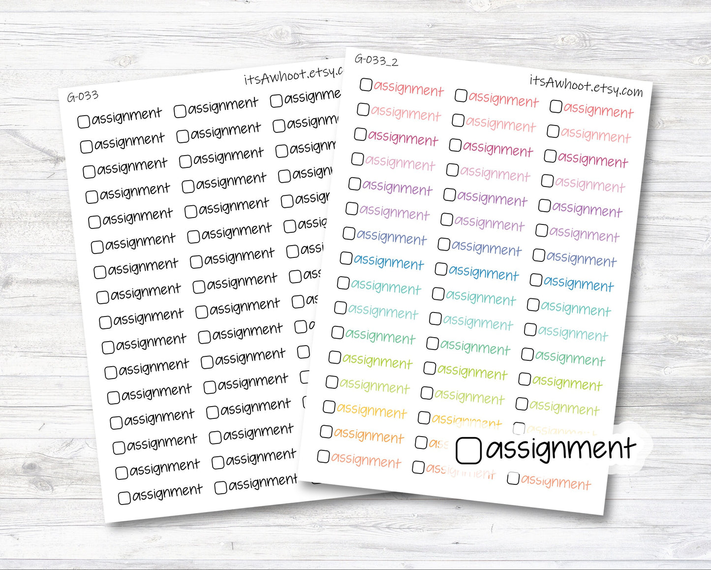 Assignment Stickers with Checkbox Planner Stickers (G033)