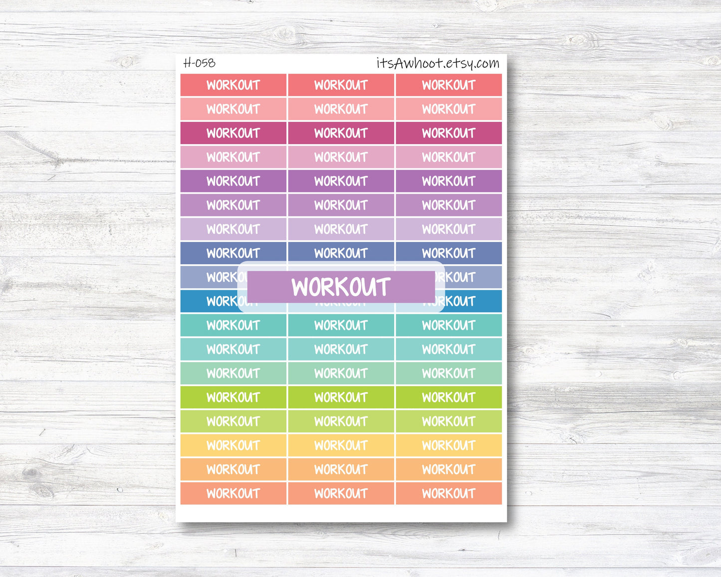 WORKOUT Header Label Sticker - Skinny Planner Sticker (H058)