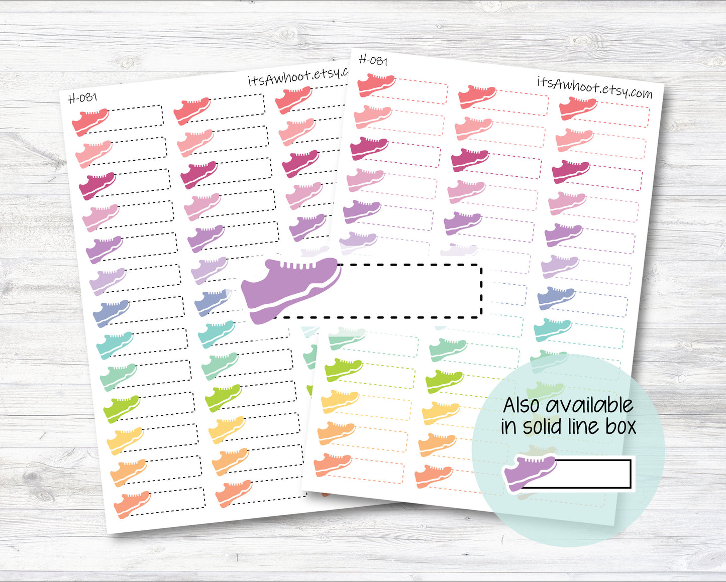 Walk / Run / Shoe Quarter Box Label Planner Stickers - Dash or Solid (H081)