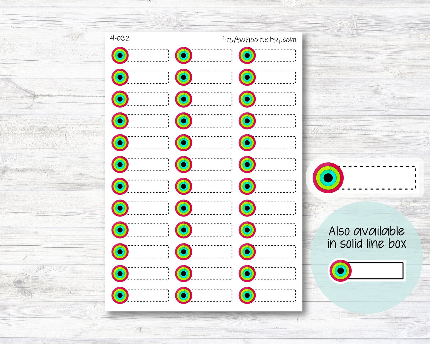 Activity Rings Closed Smart Watch Tracking Quarter Box Label Planner Stickers - Dash or Solid (H082)