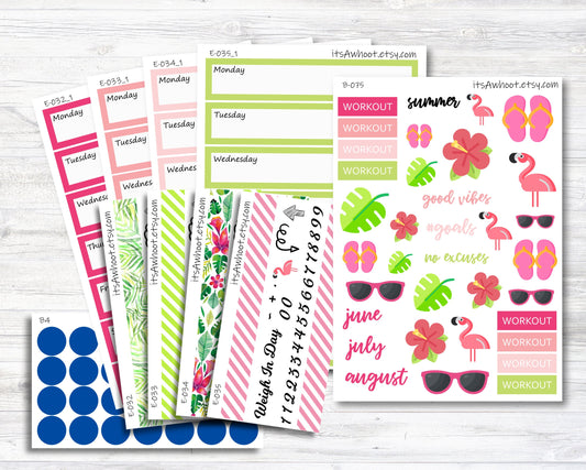 Summer Kit, Weight Loss Planner Stickers (B075)