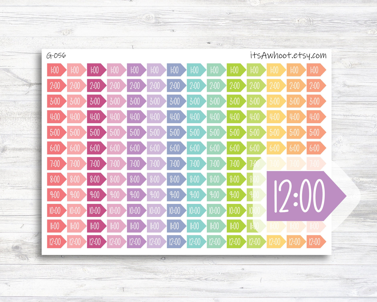 Appointment Time Arrow Planner Sticker - Hour Intervals (G056)