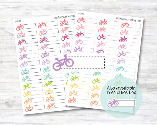 Bike / Spin / Cycle Quarter Box Label Planner Stickers - Dash or Solid (H091)