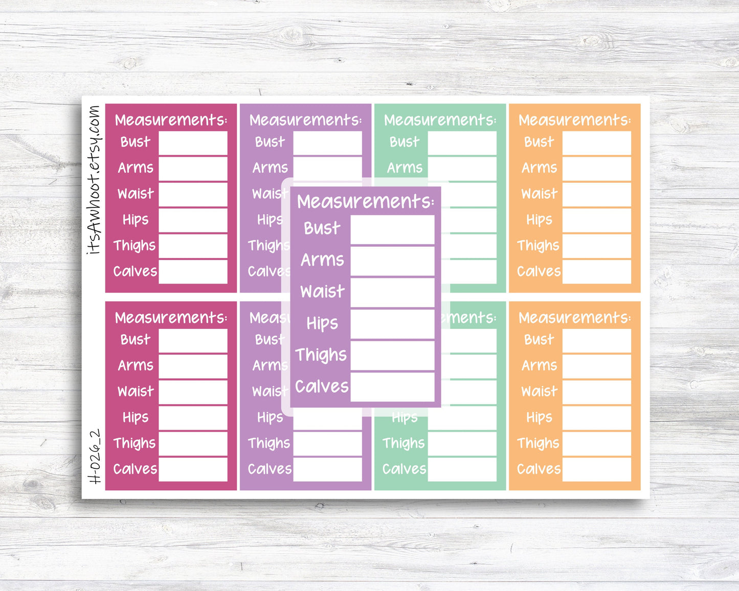 Body Measurement Sidebar Planner Stickers - Set of 8 (H026_2)