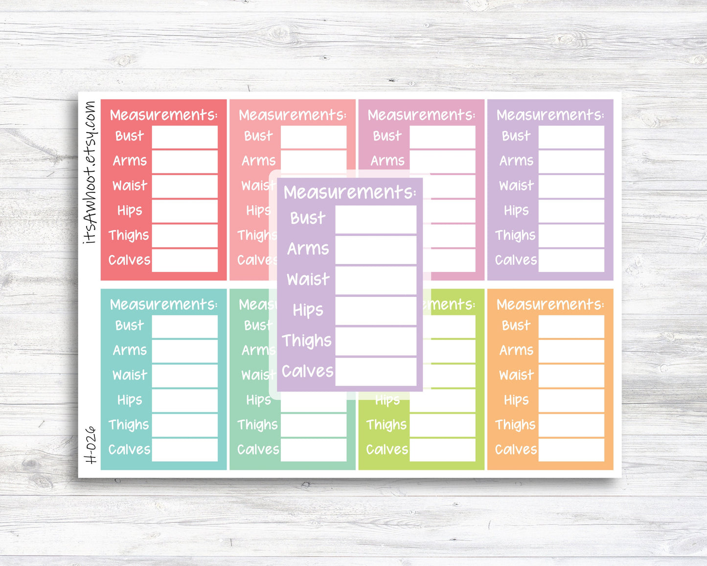 Body Measurement Sidebar Planner Stickers - Set of 8 (H026)