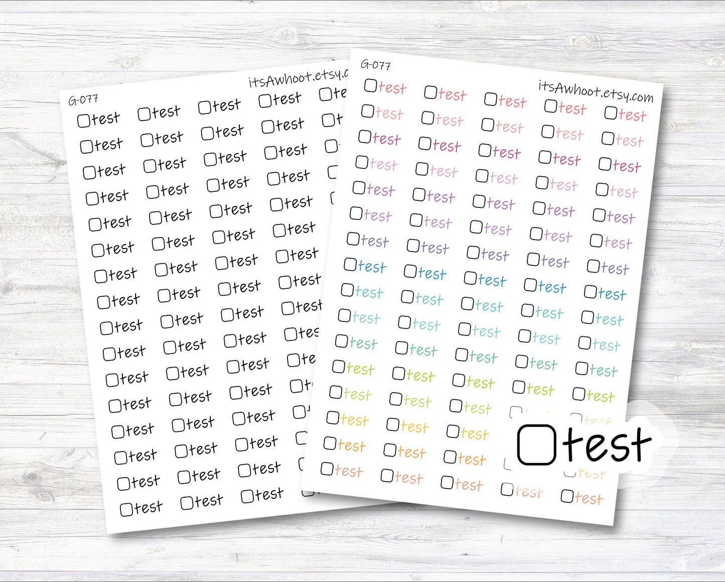 Test Script Stickers with Checkbox Planner Stickers, Test Stickers (G077)