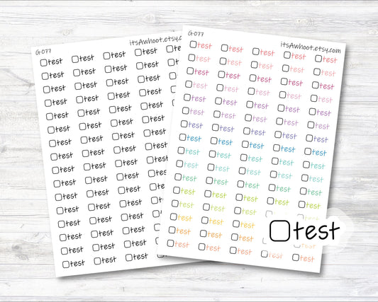 Test Script Stickers with Checkbox Planner Stickers, Test Stickers (G077)