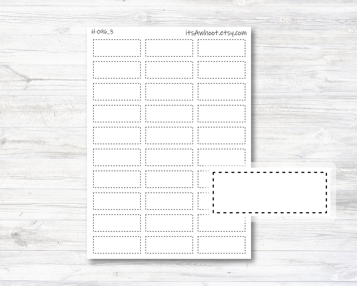 Large Blank Dash Box Label - .6", Box Label Planner Sticker, Hour Box Label - DASH (H096_3)