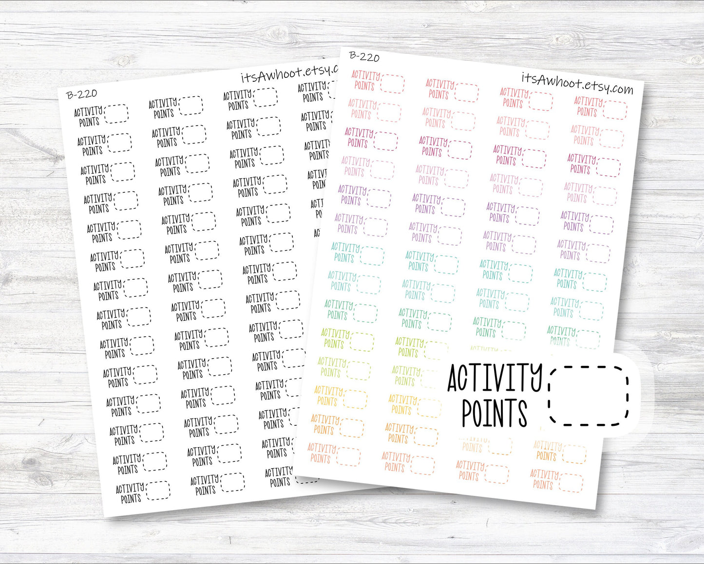 Activity Points Stickers, Activity Points Planner Stickers (B220)