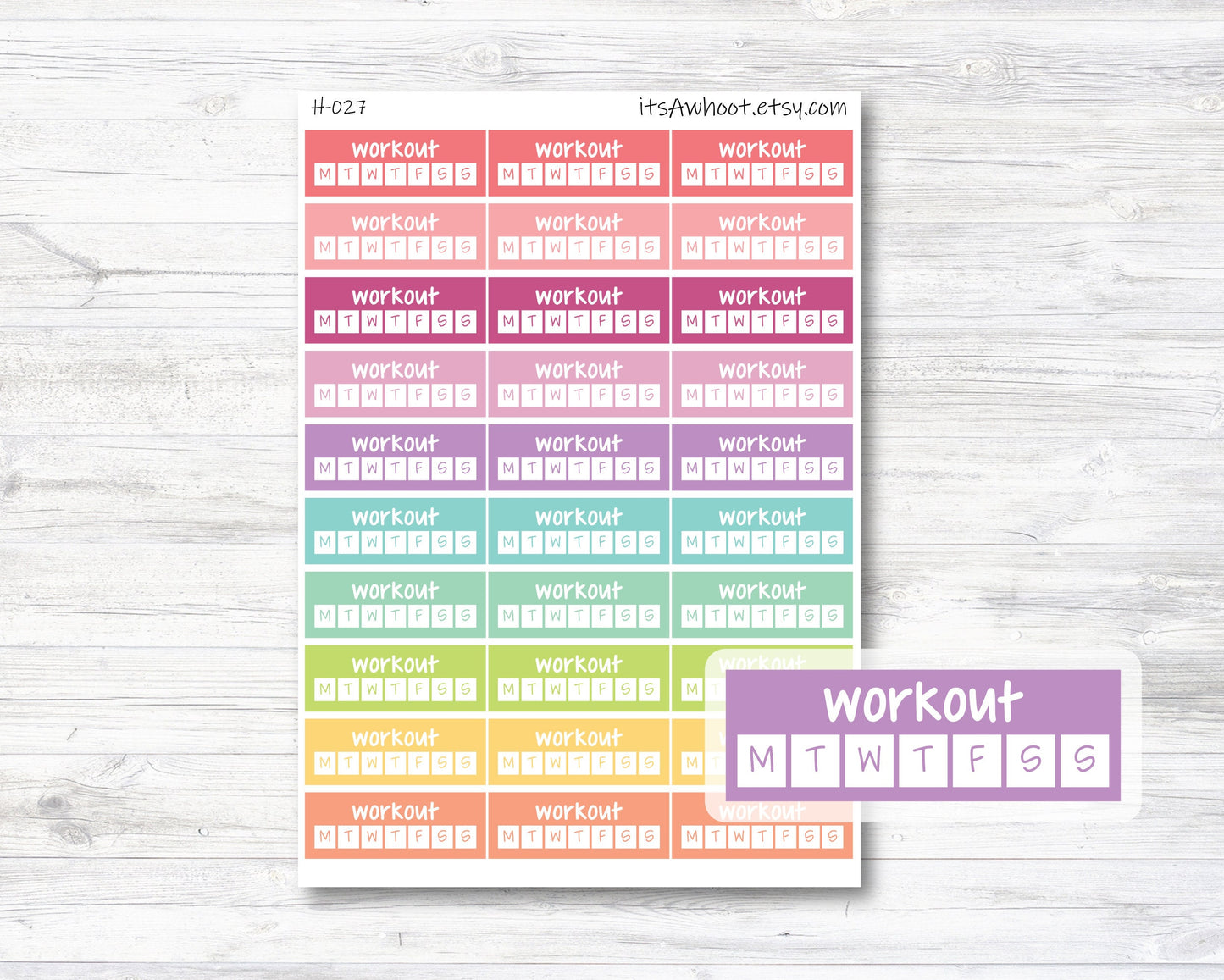 Workout Habit Tracker Sidebar Planner Stickers - Set of 30 (H027)