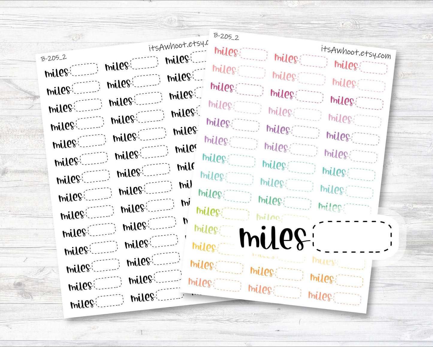 Miles Stickers, Miles Script Planner Stickers, Mile Tracking Stickers (B205_2)