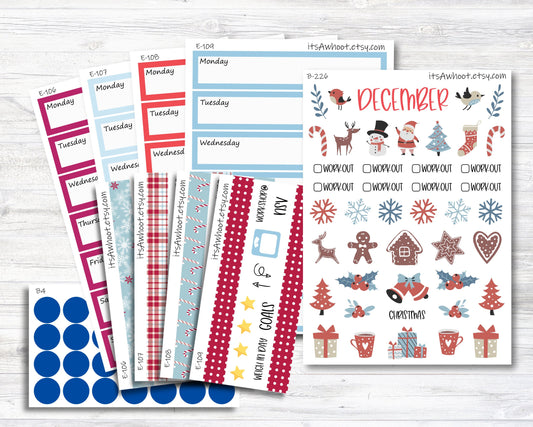December Kit, Christmas / Winter, Weight Loss Planner Stickers  (B226-December2)