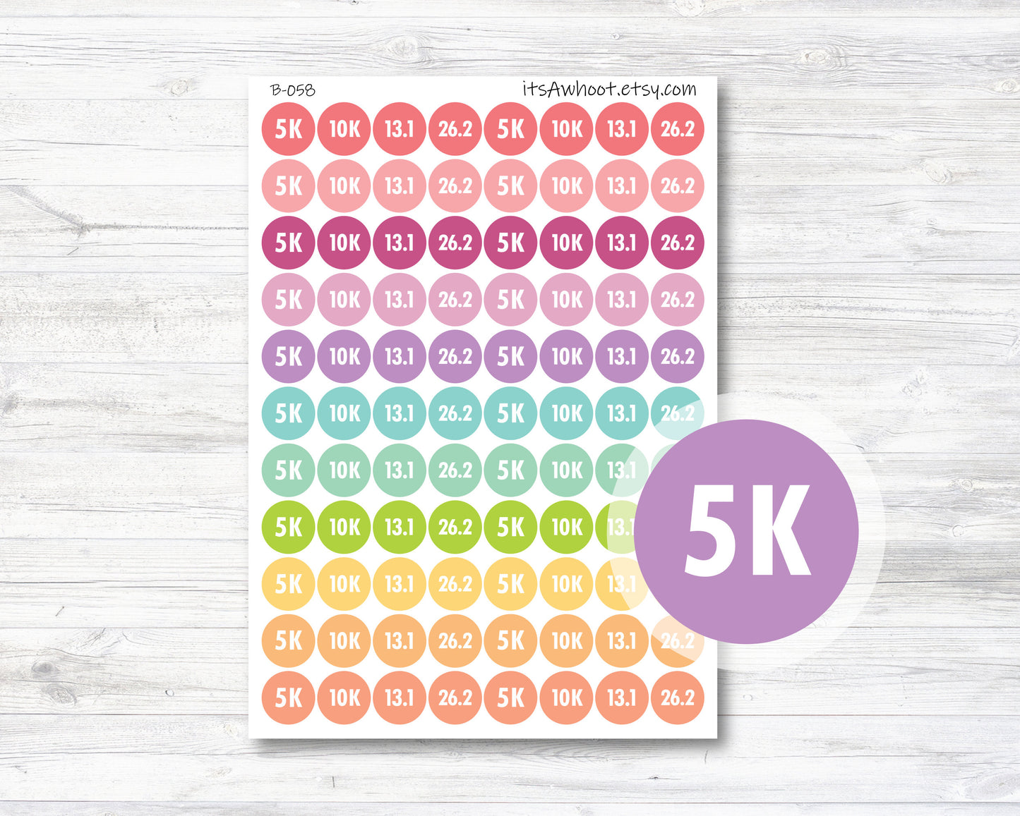 5K, 10K, 13.1, 26.2 Stickers, Race Stickers, Marathon Stickers, Half-Marathon Stickers, Distance Stickers, Race Distance Stickers (B058)