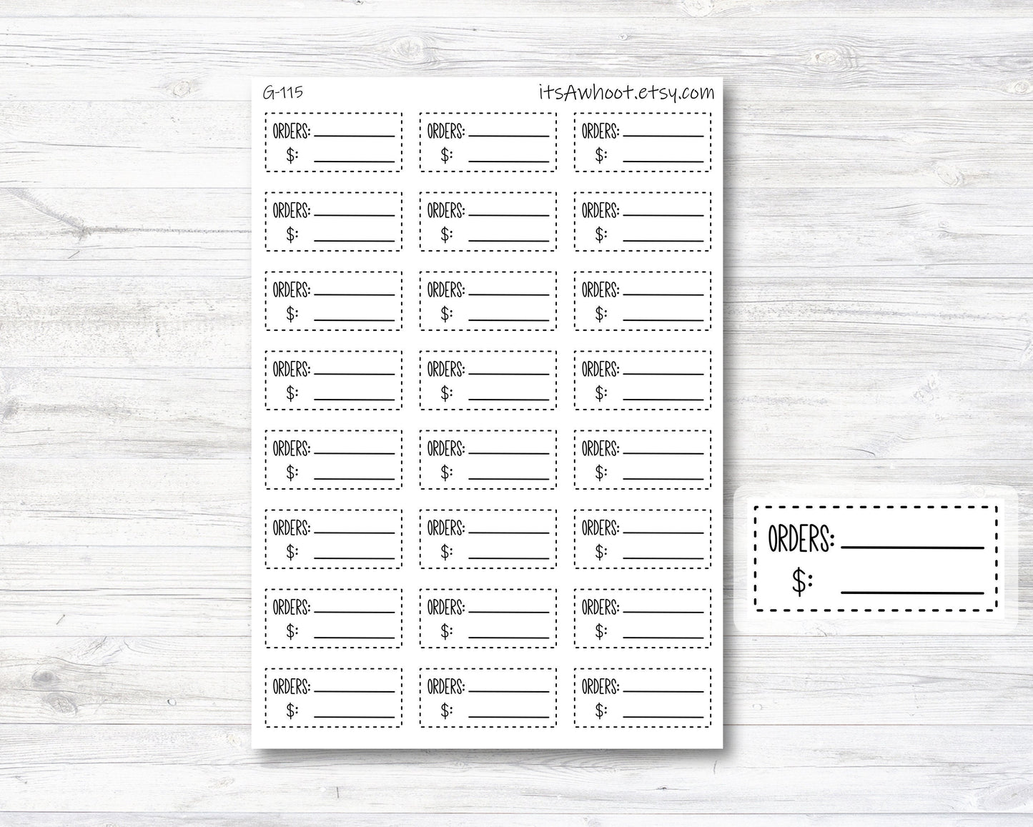 Order Tracking Stickers - Dash Box - Set of 24 (G115)
