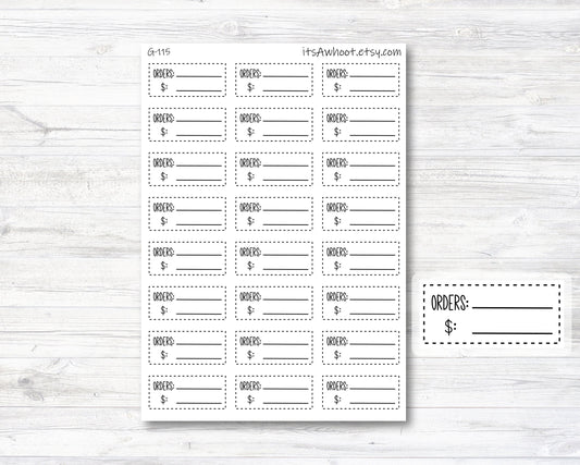Order Tracking Stickers - Dash Box - Set of 24 (G115)